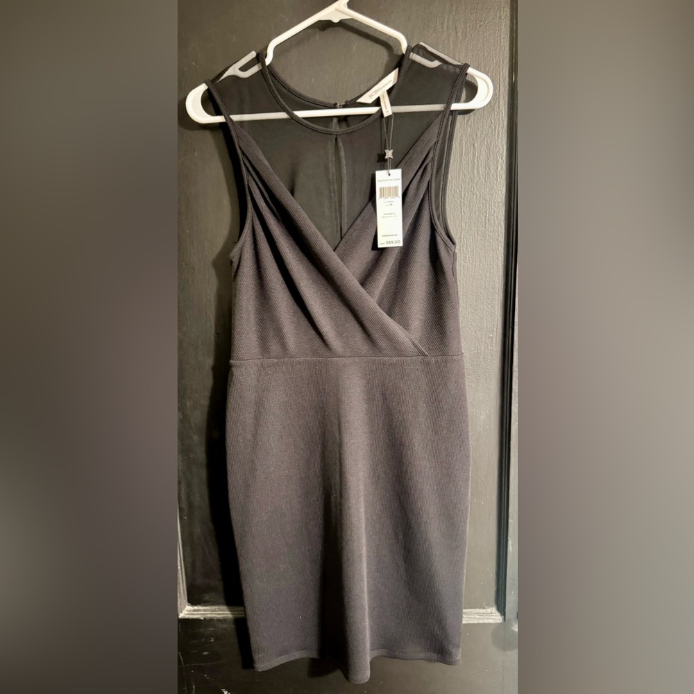 BCBGeneration Black Sleeveless Wrap-Front Mini Dress